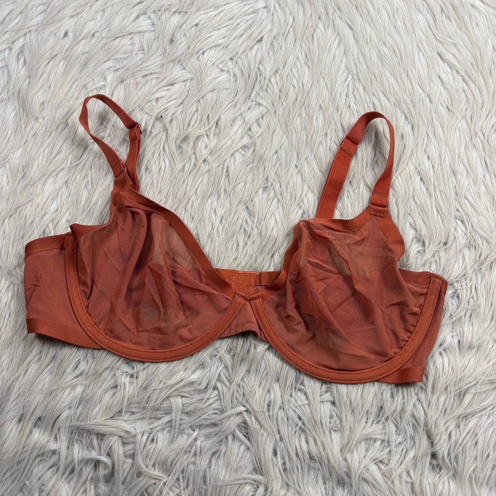 Cuup Women's 36E Burnt Orange Mesh Cup Balconette Bra Minimalist Underwire
